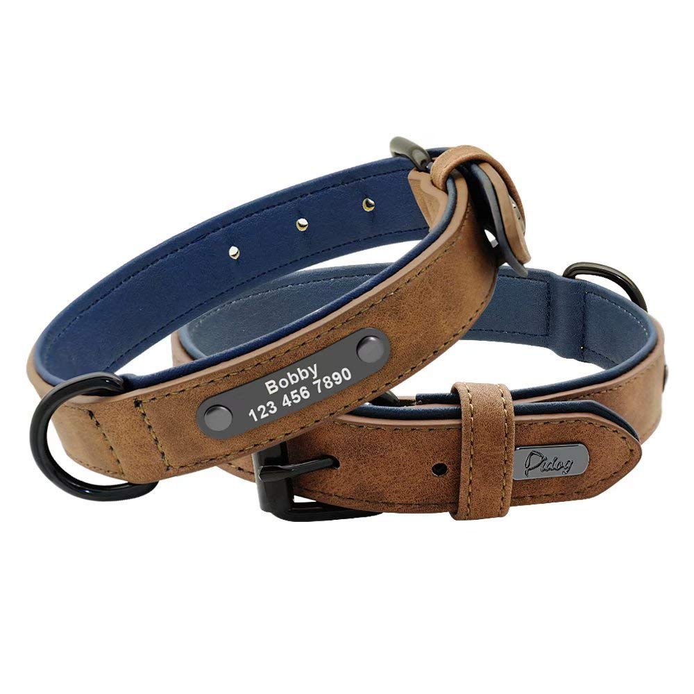 Print Personalized All Seasons Plaid Vintage PU Leather Dog Collar