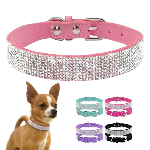 Pups! Bling Leather Collar - 5 colours available-Pups Closet